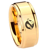8mm Ghostbusters Step Edge Gold Tungsten Engagement Rings For Him