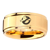 5, 8mm Ghostbusters Step Edge Gold Tungsten Engagement Rings For Him