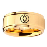 5, 8mm Indigo Lanterns Step Edge Gold Engraved Tungsten Rings