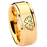 8mm Waylon Jennings Step Edge Gold Mens Ring Tungsten