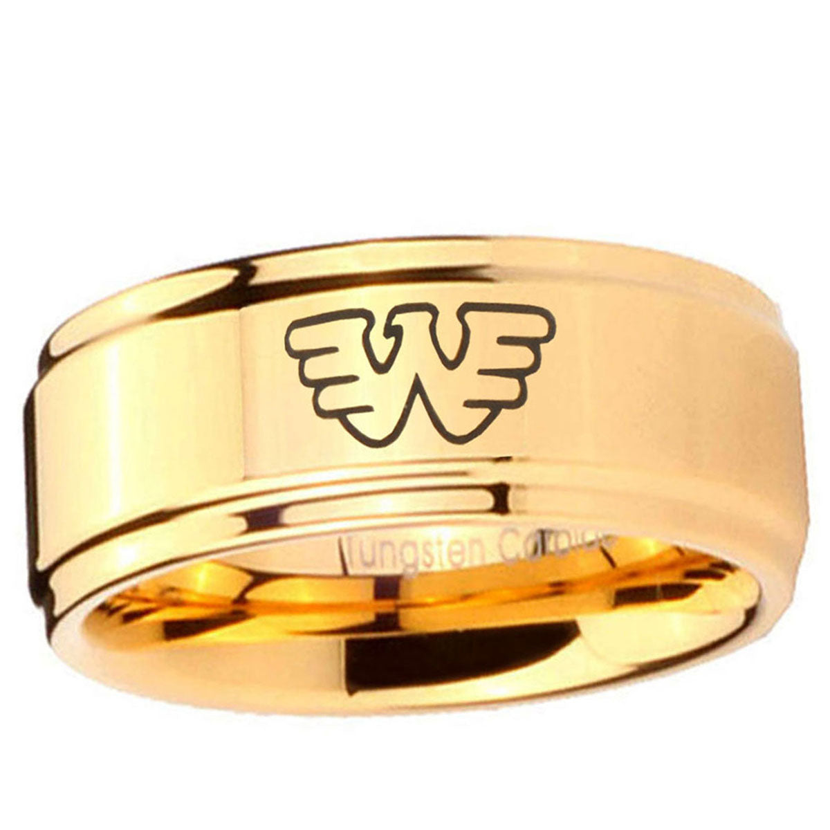 5mm Waylon Jennings Step Edge Gold Mens Ring Tungsten