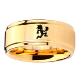 5, 8mm Hatchet Man Step Edge Gold Mens Ring Tungsten