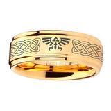 5, 8mm Celtic Zelda Step Edge Gold Tungsten Engagement Rings For Him