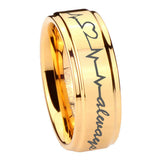 8mm Heart Beat forever Step Edge Gold Metals For Men's Rings