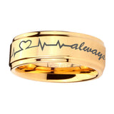 5, 8mm Heart Beat forever Step Edge Gold Metals For Men's Rings