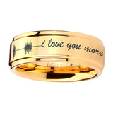 5, 8mm Sound Wave I love you more Step Edge Gold Engraved Tungsten Rings