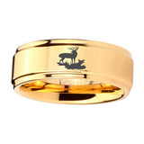 5, 8mm Deer Hunting Step Edge Gold Tungsten Engagement Rings For Him