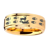 5, 8mm Deer Hunting Tracks Step Edge Gold Tungsten Engagement Rings For Him