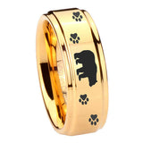 8mm Bear and Paw Step Edge Gold Metals For Men's Rings