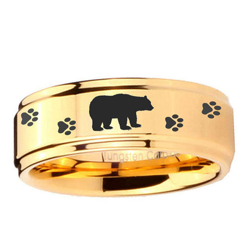 5mm Bear and Paw Step Edge Gold Metals For Men's Ring