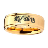 5, 8mm Dragon Step Edge Gold Tungsten Engagement Rings For Him