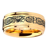 5, 8mm Celtic Dragon Step Edge Gold Metals For Men's Rings