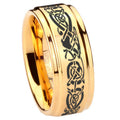 8mm Celtic Dragon Step Edge Gold Metals For Men's Ring