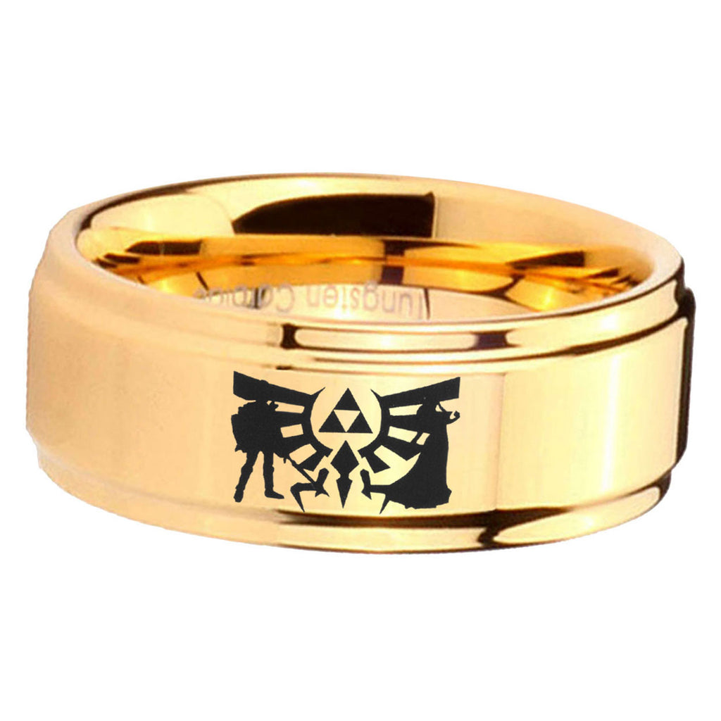 5mm Zelda Link Step Edge Gold Tungsten Ring For Him