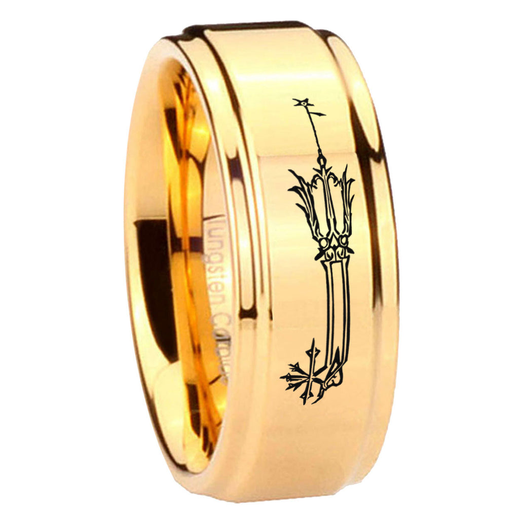 8mm Geekery Oathkeeper Kingdom Hearts Step Edge Gold Tungsten Ring For Him