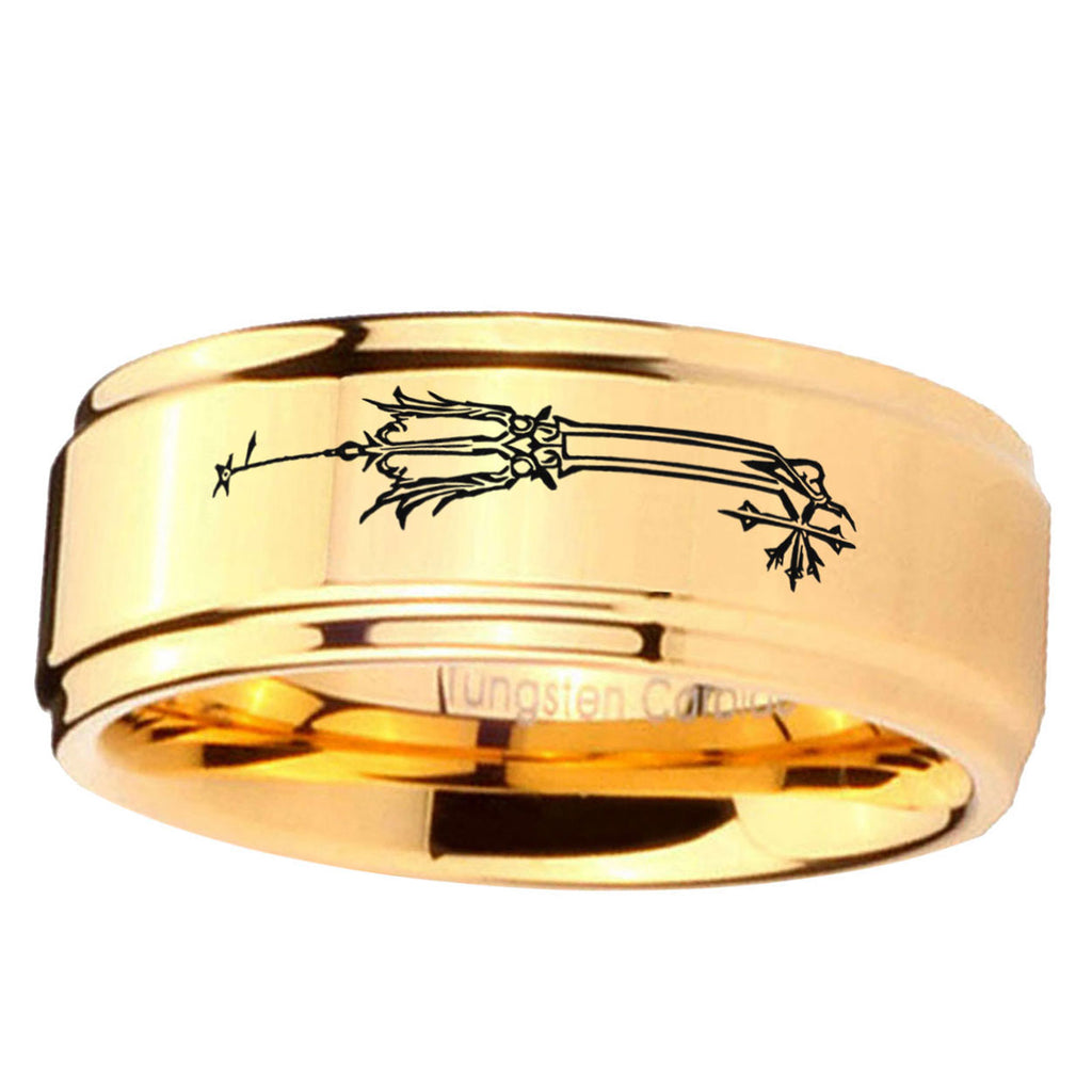 5mm Geekery Oathkeeper Kingdom Hearts Step Edge Gold Tungsten Ring For Him