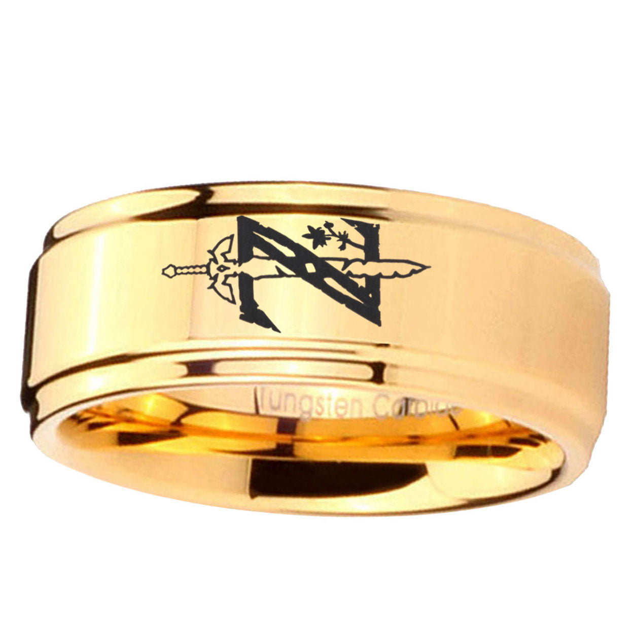 5mm Zelda Breath Of The Wild Step Edge Gold Tungsten Ring For Him