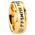 8mm Viking Step Edge Gold Tungsten Ring For Him
