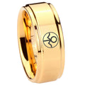 8mm Gray Lantern Step Edge Gold Tungsten Ring For Him