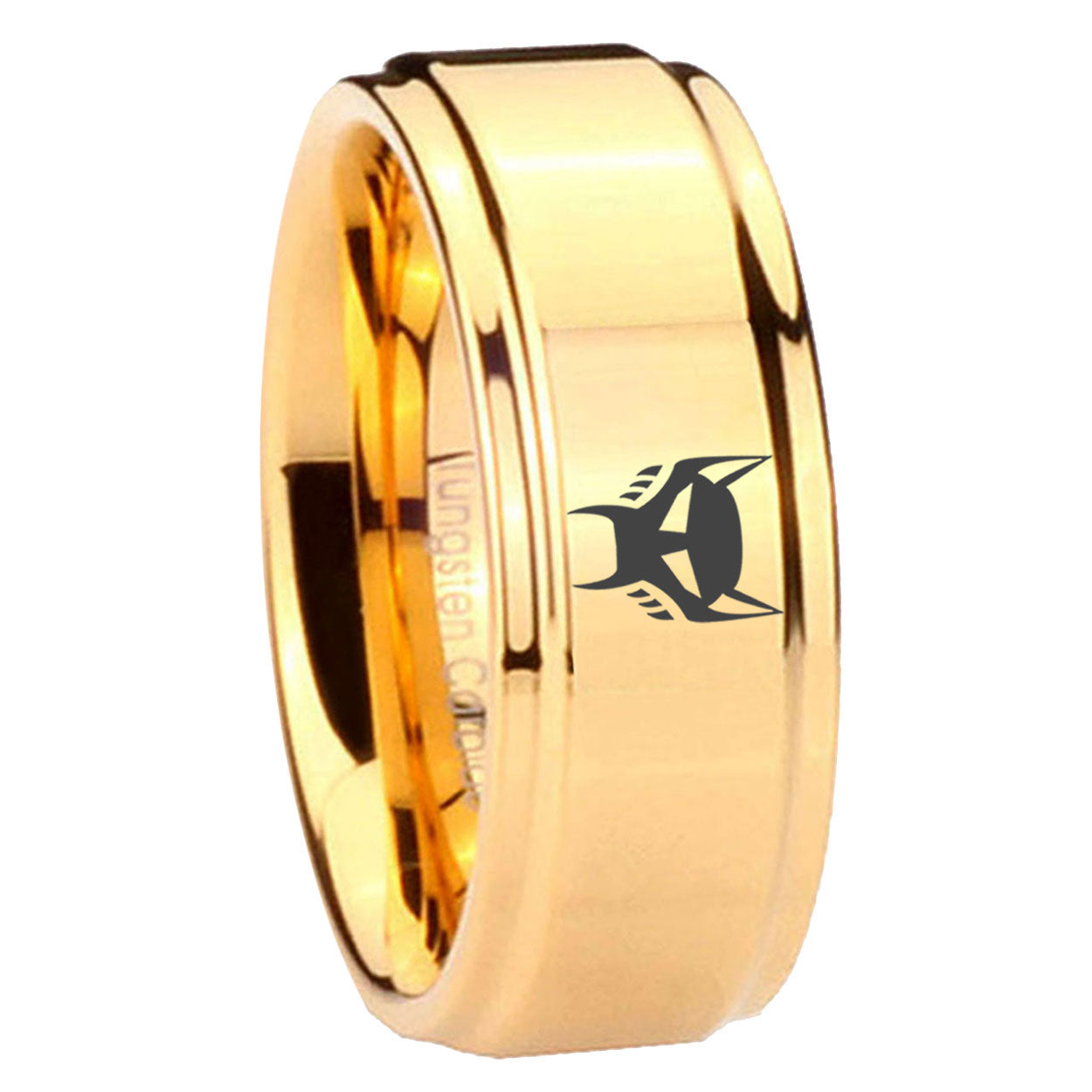 8mm Transformers Maximal Step Edge Gold Tungsten Ring For Him