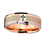 10mm-Celtic-Cross-Beveled-Edges-Rose-Gold-Tungsten-Carbide-Wedding-Band-Mens