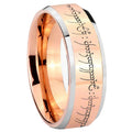 8MM Lord Of The Rings Beveled Rose Gold Tungsten Wedding Band