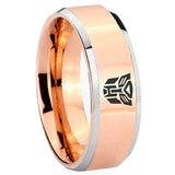 8mm Transformers Autobot Beveled Edges Rose Gold Tungsten Men's Wedding Ring