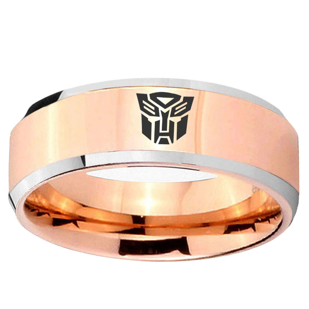 5MM Transformers Autobot Beveled Rose Gold Tungsten Ring For Him