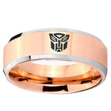 5, 8mm Transformers Autobot Beveled Edge Rose Gold Tungsten Ring