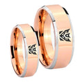 Decepticon Transformers Beveled Rose Gold Tungsten Bridal Ring Set