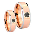 Chief Master Sergeant Vector Beveled Rose Gold Tungsten Couples Ring Set