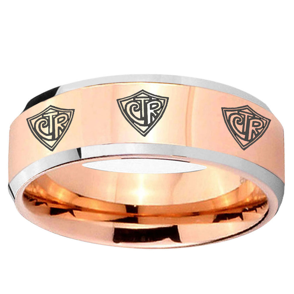 5MM Multiple CTR Beveled Rose Gold Tungsten Mens Casual Ring