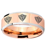 10mm Multiple CTR Beveled Edge Rose Gold Tungsten Ring
