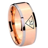 10mm-Masonic-32-Triangle-Freemason-Beveled-Edges-Rose-Gold-Tungsten-Carbide-Personalized-Ring