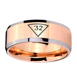 10mm-Masonic-32-Triangle-Freemason-Beveled-Edges-Rose-Gold-Tungsten-Carbide-Personalized-Ring