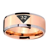 10mm-Masonic-32-Triangle-Design-Freemason-Beveled-Edges-Rose-Gold-Tungsten-Carbide-Personalized-Ring