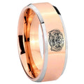 8MM Masonic 32 Degree Freemason Beveled Rose Gold Tungsten Ring