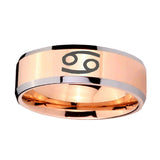 8mm-Cancer-Horoscope-Beveled-Edges-Rose-Gold-Tungsten-Carbide-Bands-Ring
