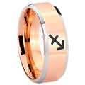 8MM Sagittarius Zodiac Beveled Rose Gold Tungsten Ring For Him