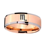 8mm-Scorpio-Horoscope-Beveled-Edges-Rose-Gold-Tungsten-Carbide-Mens-Bands-Ring