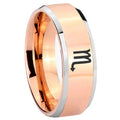 10mm Scorpio Horoscope Beveled Edges Rose Gold Tungsten Mens Promise Ring