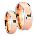 Scorpio Horoscope Beveled Rose Gold Tungsten His And Hers Ring
