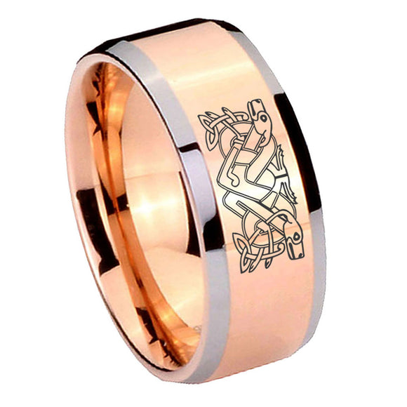 8mm-Celtic-Dog-Beveled-Edges-Rose-Gold-Tungsten-Carbide-Men's-Ring