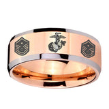 8mm-Marine-Chief-Master-Sergeant--Beveled-Edges-Rose-Gold-Tungsten-Carbide-Promise-Ring
