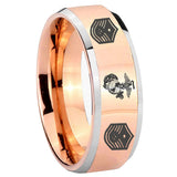 8mm Marine Chief Master Sergeant Beveled Edges Rose Gold Tungsten Carbide Promise Ring