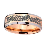 8mm-Etched-Tribal-Pattern-Beveled-Edges-Rose-Gold-Tungsten-Custom-Ring-for-Men