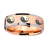 8mm-Multiple-Yin-Yang-Beveled-Edges-Rose-Gold-Tungsten-Carbide-Men's-Bands-Ring