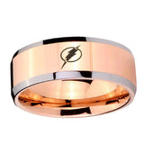 5, 8mm Flash Beveled Edge Rose Gold Steel Wedding Bands