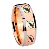 8mm Multiple Flash Beveled Edge Rose Gold Wedding Rings For Guys