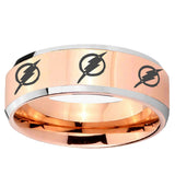 5, 8mm Multiple Flash Beveled Edge Rose Gold Wedding Rings For Guys